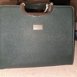 Badgley Mischka Forest Green Satchel with Gold Handle